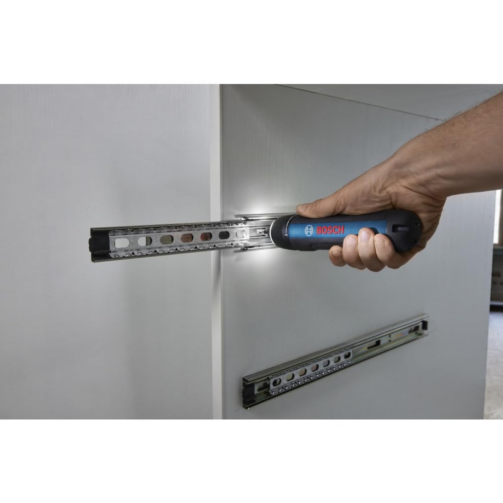 Bosch GSD4V-35 - Destornillador recargable USB-C de 4 V Max - Diseño compacto, activación dual, bloqueo universal de brocas, 8 ajustes de par, luz de trabajo LED