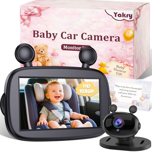 Image of Yakry HD 1080P Baby Car Camera: Easy to Install 150 Wide Angle Car Seat Camera - Ultra-Clear Night Vision Full Backseat View - Safe Driving for Newborn & New Moms