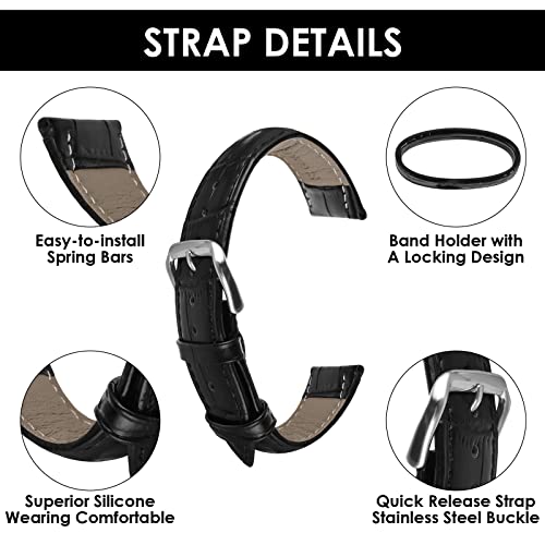 Cobeee Alligator Embossed Watch Bands, Soft Crocodile Pattern Leather Watch Straps Quick Release Replacment Classic Leather Watchband For Men And Women 18/20/22Mm Lug Width Wristband(18Mm, Black) #TOP3