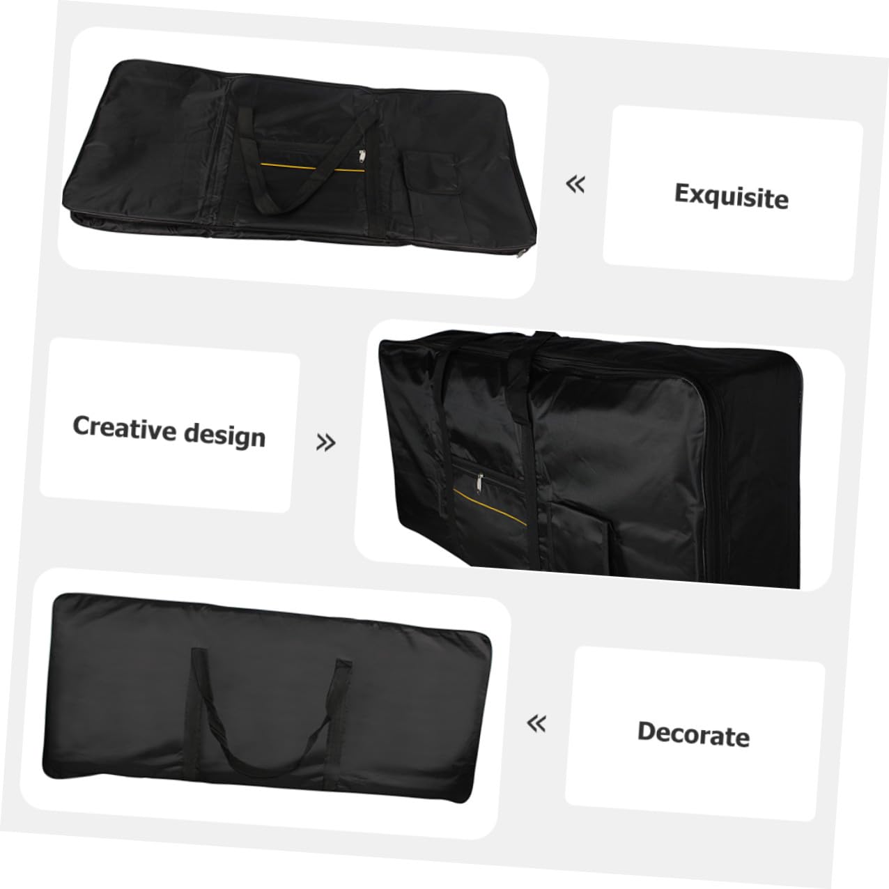 Zerodeko Borsa per Tastiera Musicale Elettronica Doppia Zaino e Borsa a Mano 61 Tasti Oxford Nera Resistente