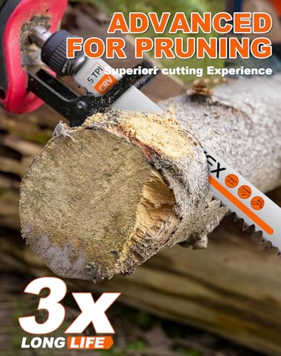 Image of 18 Pack 9 Inch 5 Tpi Wood Pruning Reciprocating Saw Blades for Tree Trimming and Wet Wood Cutting, Cr-V Sawzall Blades with Fleam-Ground Teeth for Longer Life and Faster Cutting Speed, 1 x Handle