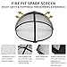 Outdoor Fire Pit Spark Screen Cover Accessory, 36In Patio Round Easy-Opening Fire Mesh Screen Guard, Heavy Duty Steel Firepit Ember Lid with Hinge