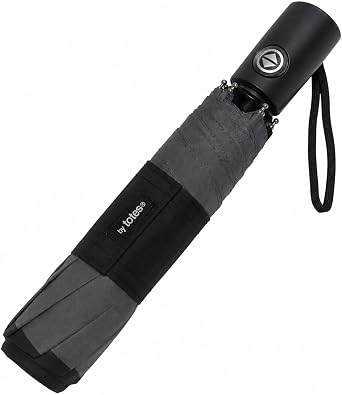 totes Auto Open Auto Close Umbrella  43" Arc  Fits in Travel Bag, Color Black/Gray