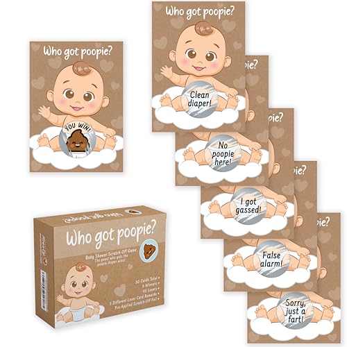 Party Hearty Baby Shower Scratch-Off Game Poopie Emoji Cards - Kraft Boy