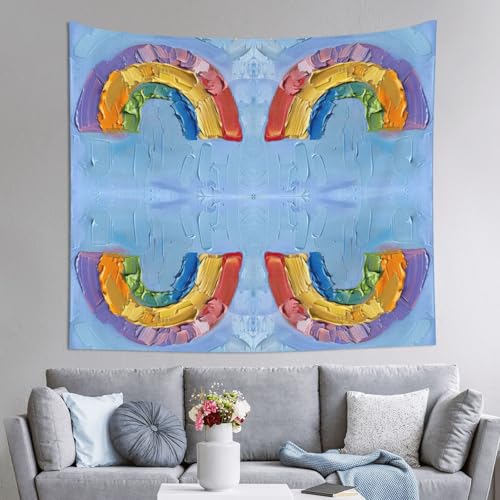 Tapiz de arcoíris JEJEA para dormitorio, manta artística de pared de 152 x 130 cm