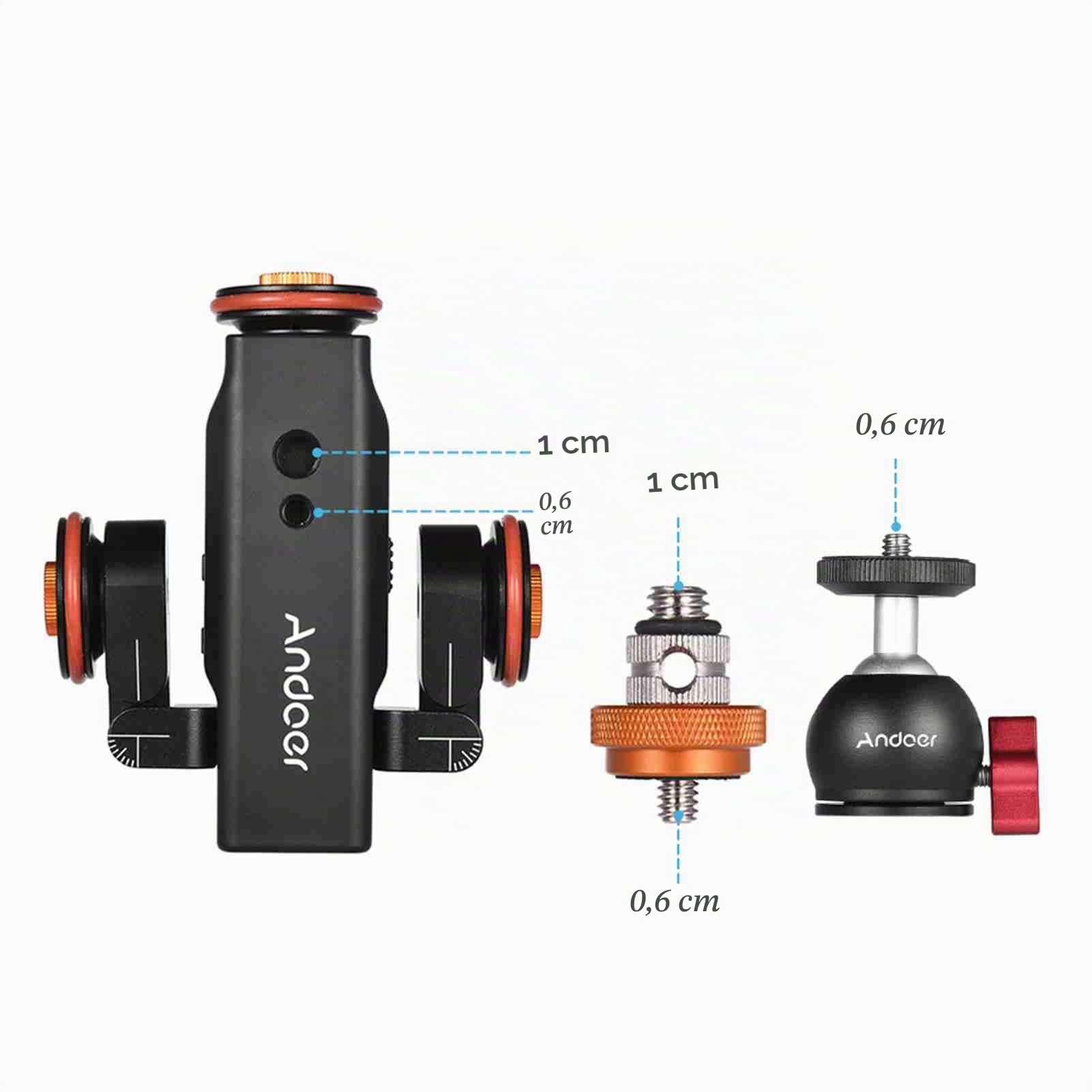 Andoer L4 PRO Dolly vidéo pour caméra motorisée avec indication d'échelle Télécommande 3 vitesses réglables pour appareil photo reflex numérique Smartphone + adaptateur de montage à rotule