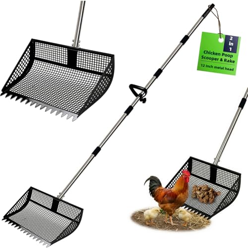 12 Inch Chicken Poop Scooper & Rake 2-in...
