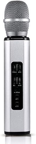 LXYFMS Professionelles drahtloses Bluetooth-Karaoke-Mikrofon fA r die Aufnahme von Musik-Metall-MIC-Bluetooth-Lautsprechern Mikrofon  Color Silver 