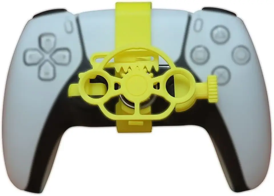 Volante compacto de corrida 3D para PS5, alça de controle de jogo de material PLA para simulação dinâmica, design portátil em cores vibrantes (amarelo)