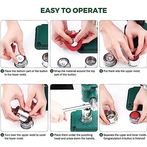 Kit para hacer botones cubiertos de tela con múltiples moldes y suministros, herramienta de manualidades de botones hecha a mano para proyectos de costura creativos