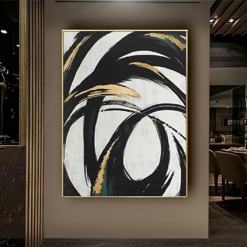 Cadre intérieur avec toile abstraite lumineuse bleu azur et dorures 30x50