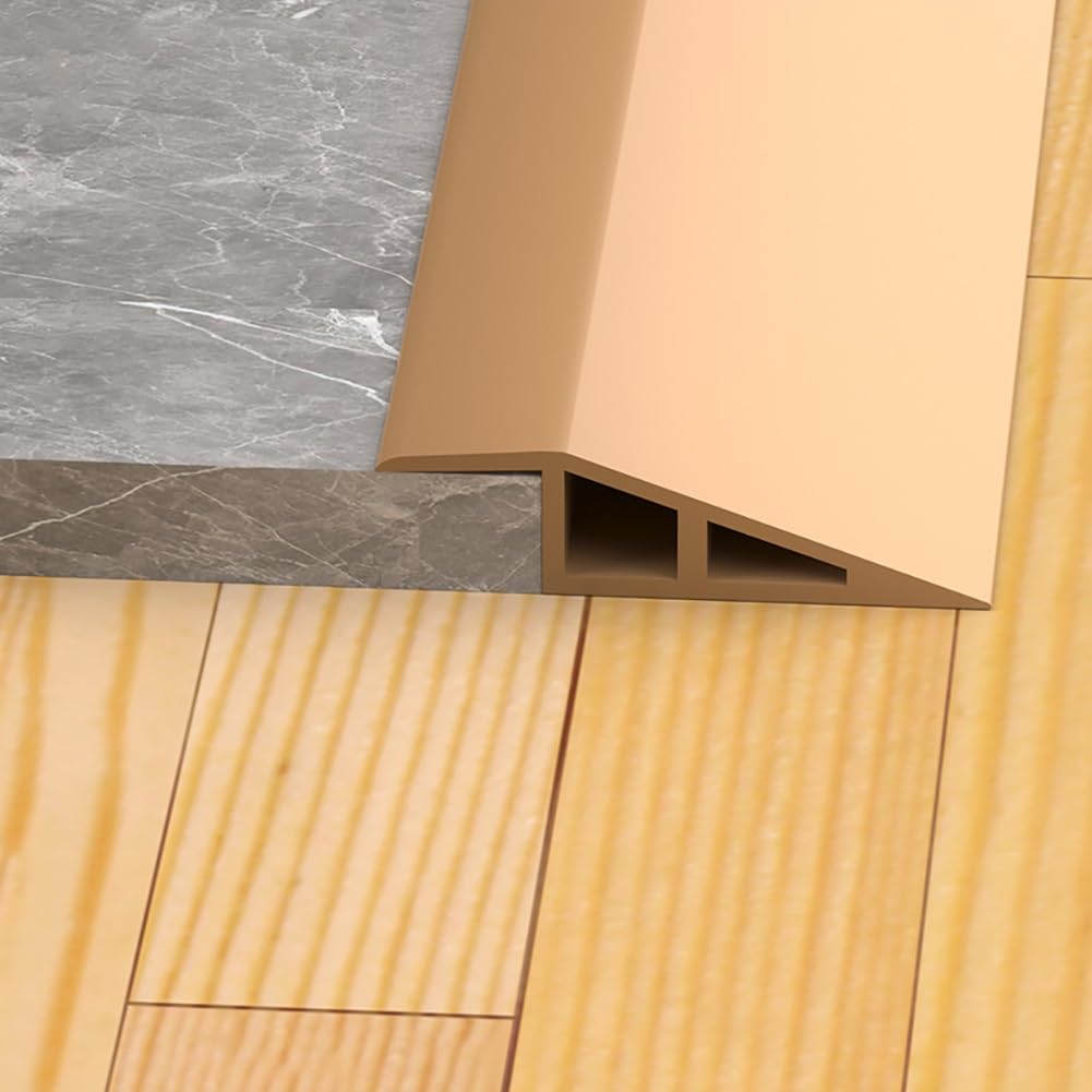 Soglia di dislivello pavimento in PVC autoadesiva 7×100 cm, Profilo di livellamento per piastrelle per rampe di porte e tavole laminate(Brown)