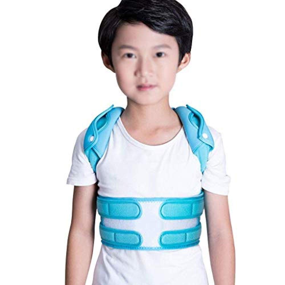 SanQ-Seven Posture Back Brace,Rear Waist Belt with Breathable Anti-Bump Student Clothes for Kids (Color: Blue Size: S)@Blue_Small