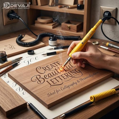 Image of DEVAJI 625 14-in-1 Pyrography Kit 30W | Multi-Purpose Wood Burning & Pyrography Pen Tool | DIY Wood Carving, Leather Embossing, Crafting & Welding Kit | Electric Power | Soldering Iron