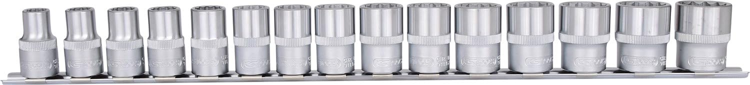 KS Tools 911.1285 Jeu de douilles 1/2 ", 12 prises, 15 pièces, 10-24mm | Jeu de douilles 1/2'' 12 pans, 15 pcs., 10-24mm
