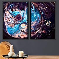 2 Piece Framed Canvas Wall Art Organic Fluids Canvas Prints Home Artwork Decoration for Living Room,Bedroom - 16