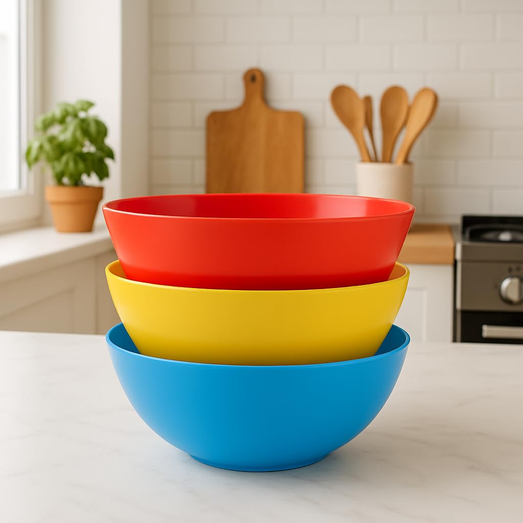 Kuber Industries Plastic Microwave Safe Mixing Bowl Set (1500 ml Multicolour CTKTC034750) - 3 Pieces