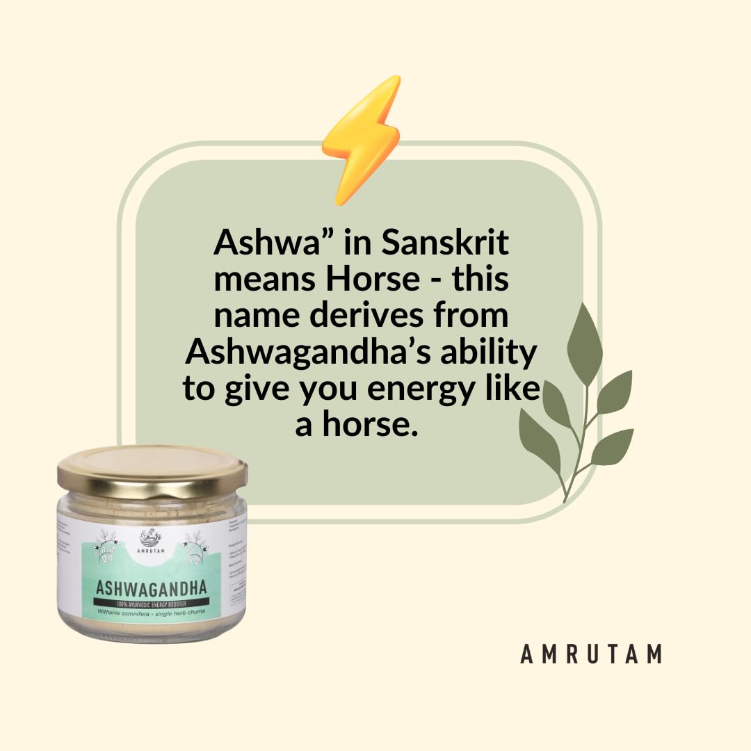 AMRUTAM Ashwagandha Powder/Churna - 125g | Boosts Strength, Stamina & Energy | Anxiety & Stress Relief | Improves Sleep | Withania Somnifera | 100% Pure & Natural | AYUSH Certified — Amazon image 5