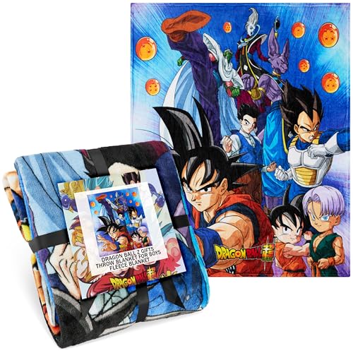 Dragon Ball Z Throw Blanket for Boys 51x59 in Goku Anime Fleece Blanket Throws for Couch Bed Sofa Room Essentials Gifts for Boys