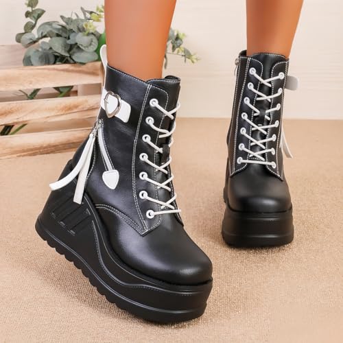 Image of Ulalaza Women Mary Jane Dress Pumps Lolita Shoes Cute Platform Gothic Double Ankle Strap Round Toe Chunky Heel Uniform Pumps Shoes Perfect for School Party Business Work Dance Date Night Club