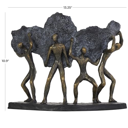 Estatua decorativa de personas en polystone bronce 13 x 5 x 11 pulg miniatura 6