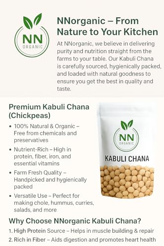 Image of Kabuli Chana 1kg | White Chickpeas, Natural Dried Garbanzo Beans | NNorganic Organic Chana Pack