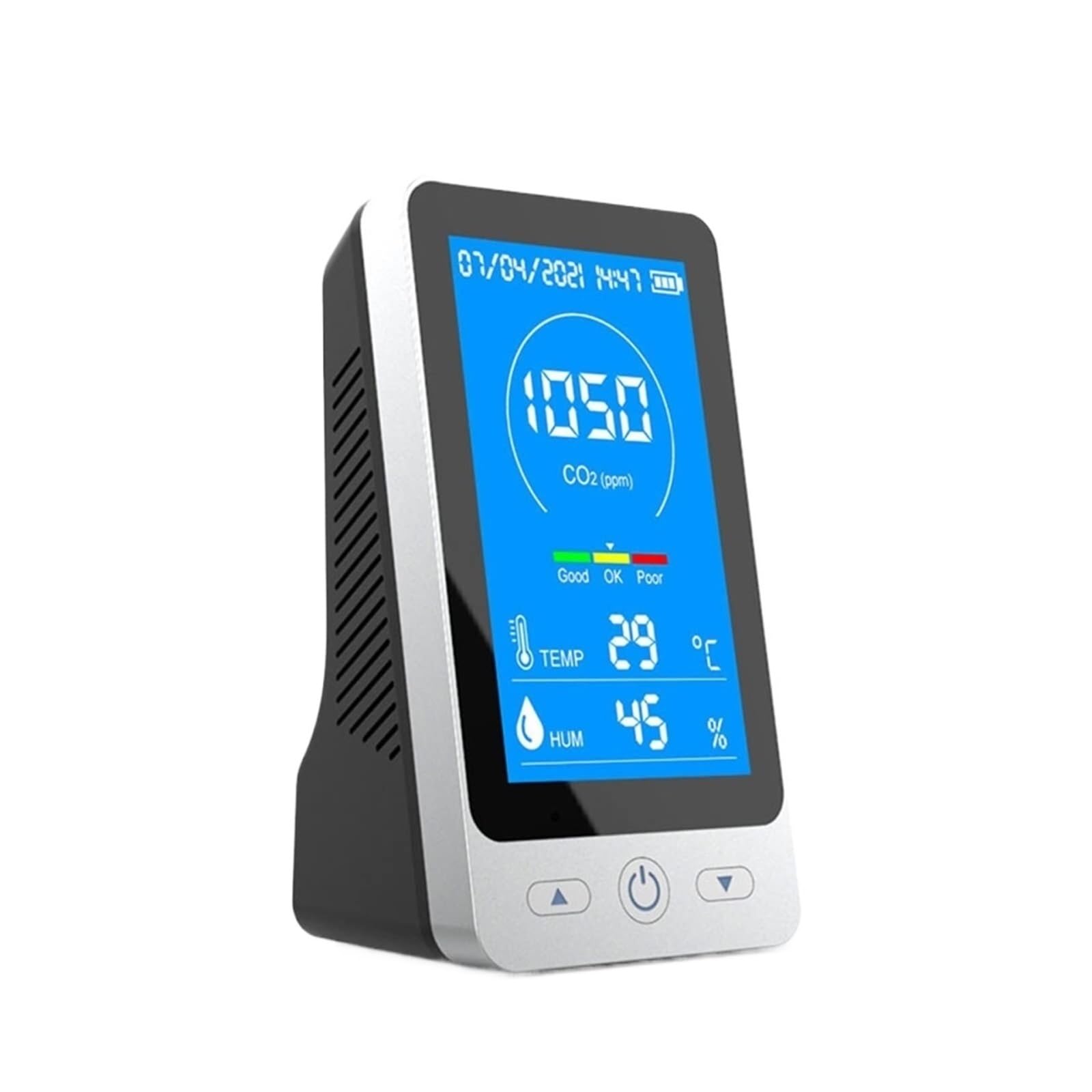 Detector de Gas Natural, Detector De Dióxido Carbono CO2. Temperatura E Higrómetro Escritorio Portátil 4.3 Pulgadas LCD. Calidad del Aire