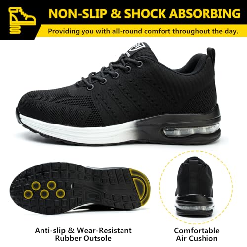 Image of Steel Toe Shoes for Men Women Lightweight Comfortable Work Shoes Indestructible Slip Resistant Safety Shoes for Construction