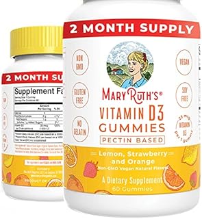 Vitamin D Gummies | 2 Month Supply | Vitamin D Gummies for Adults & Kids | Vitamin D3 Gummies | Supplement for Bone Health Support | Vegan | Non-GMO | Gluten Free | 60 Count