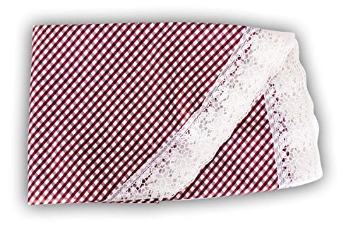 Image of The Furnishing Tree Round Shaped 8 Seater Table Cover WxL 90x90 inches with White Border lace
