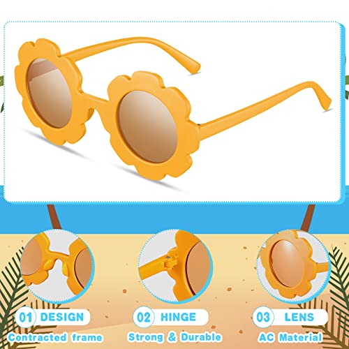 12 Pairs Kids Round Flower Sunglasses Girls Toddler Flower Shaped Cute Outdoor Sunglasses Eyewear Glasses3