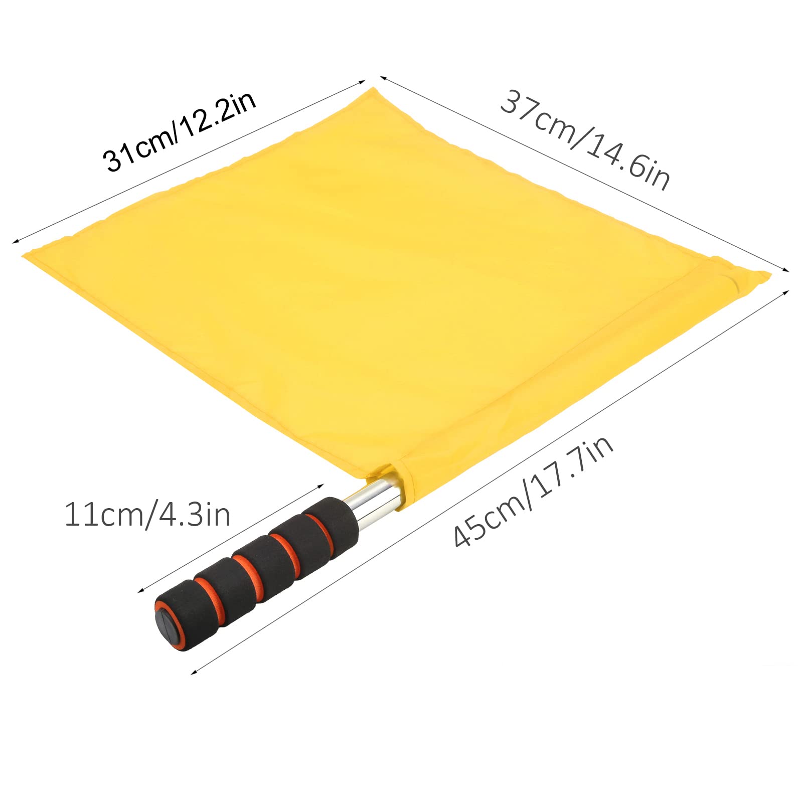 Referee Flag, 2Pcs Sports Referee Flags with Metal Pole Foam Handle, Hand Semaphore Flag Track and Field Sports Training Flag for Soccer Volleyball (Yellow)