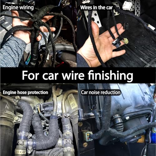 Image of Black Wiring Harness Tape,3 /4Inch x 50FT,10-Pack,High Temp Fabric Cloth Tape for Automotive,Engine /Cable Harness Tape, Noise Damping,Insulation,Wire Fixed,Bundle Wire