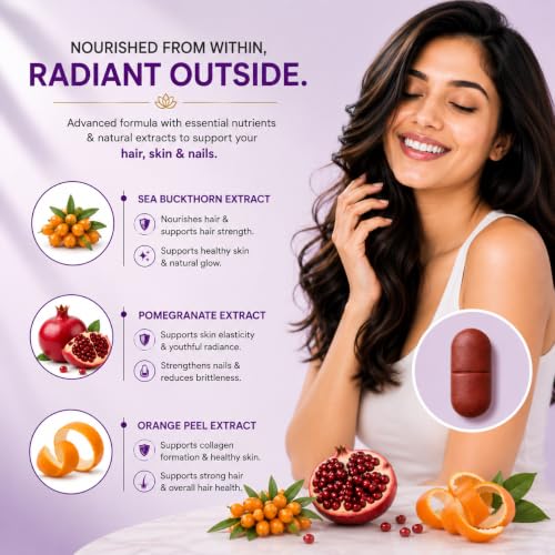 Image of Fixuphealth Hair Skin Nails Supplement | Biotin Tablets for Hair Growth with Glutathione, Vitamin B12 & Pomegranate Extract | Hair Vitamins for Men & Women | Healthy Hair, Skin & Nails | 60 Tablets