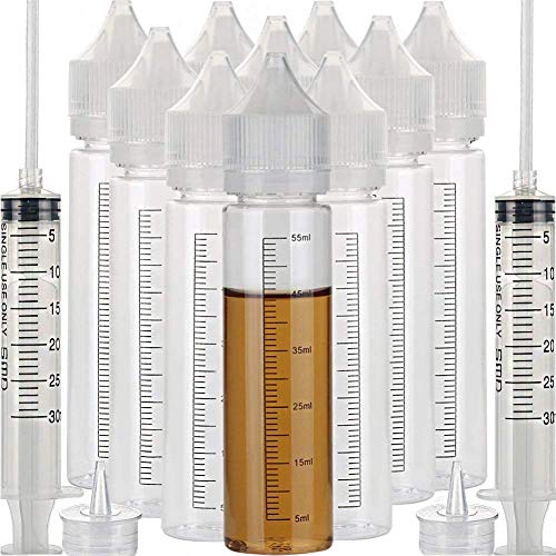 10 unids 60 ml PET suave Unicorn Dropper botella botella de líquido de llenado botella de líquido (60ml x 10pcs, Botella blanca + tapa blanca)