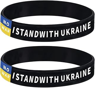 ZKXXJ I Stand with Ukraine Bracelet,Support Ukraine Political Ukrainian Patriot Wristband Sport Rubber Ukrainian National Flags Black Silicone Bracelet Ukraine Jewelry Gift for Unisex