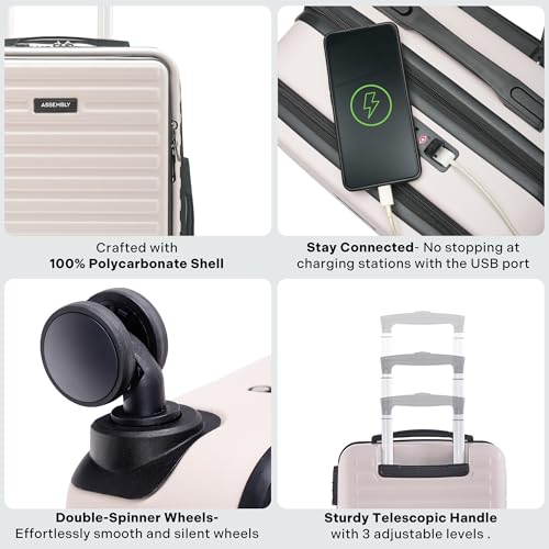 Image of Assembly Cabin Trolley Bag (55 cms) & Large Check in (75 cms) Polycarbonate Luggage Set of 2 - Premium Hardsided Suitcase with in-Built TSA Lock- Starkpro- Ivory