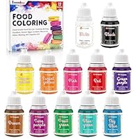 Lebensmittelfarbe 12 Farben x 10ml - Flüssige Lebensmittel Farben zum Kuchen Backen, Kekse, Macaron - Hochkonzentrierte Food Coloring für Kuchendekoration, Flüssig zum Färben von Getränken, DIY Seifen