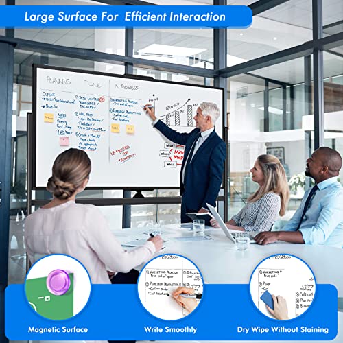 Image of Maxtek Rolling Whiteboard 72x40 Large Magnetic White Board on Wheels Black