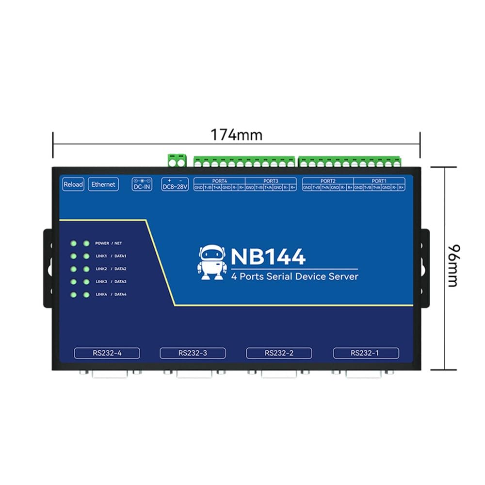 4-K RS485 RS232 RS422 auf Ethnernet Serial Server NB144-V2 Modbus UDP MQTT HTTP Gateway Watchdog Industriequalität (Isolated POE)