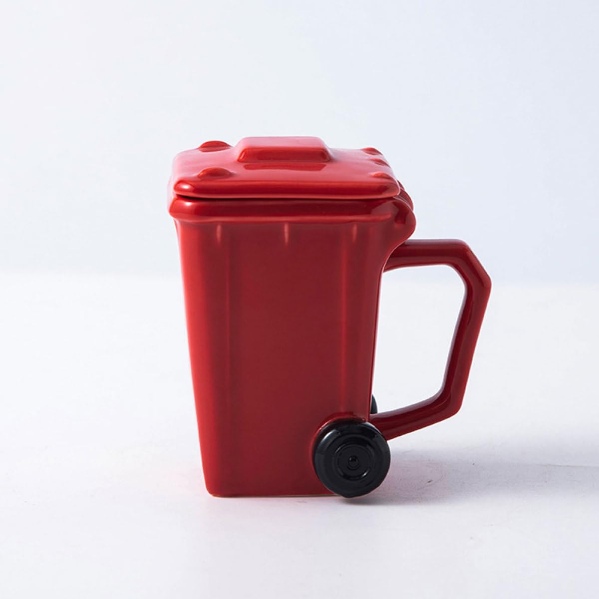 MAGICLULU Dekorativer Kaffeebecher rutschfest und Komfortabel 400ml mit Deckel aus Keramik lustiges Design als Büro Wasserbecher und Wohnaccessoire