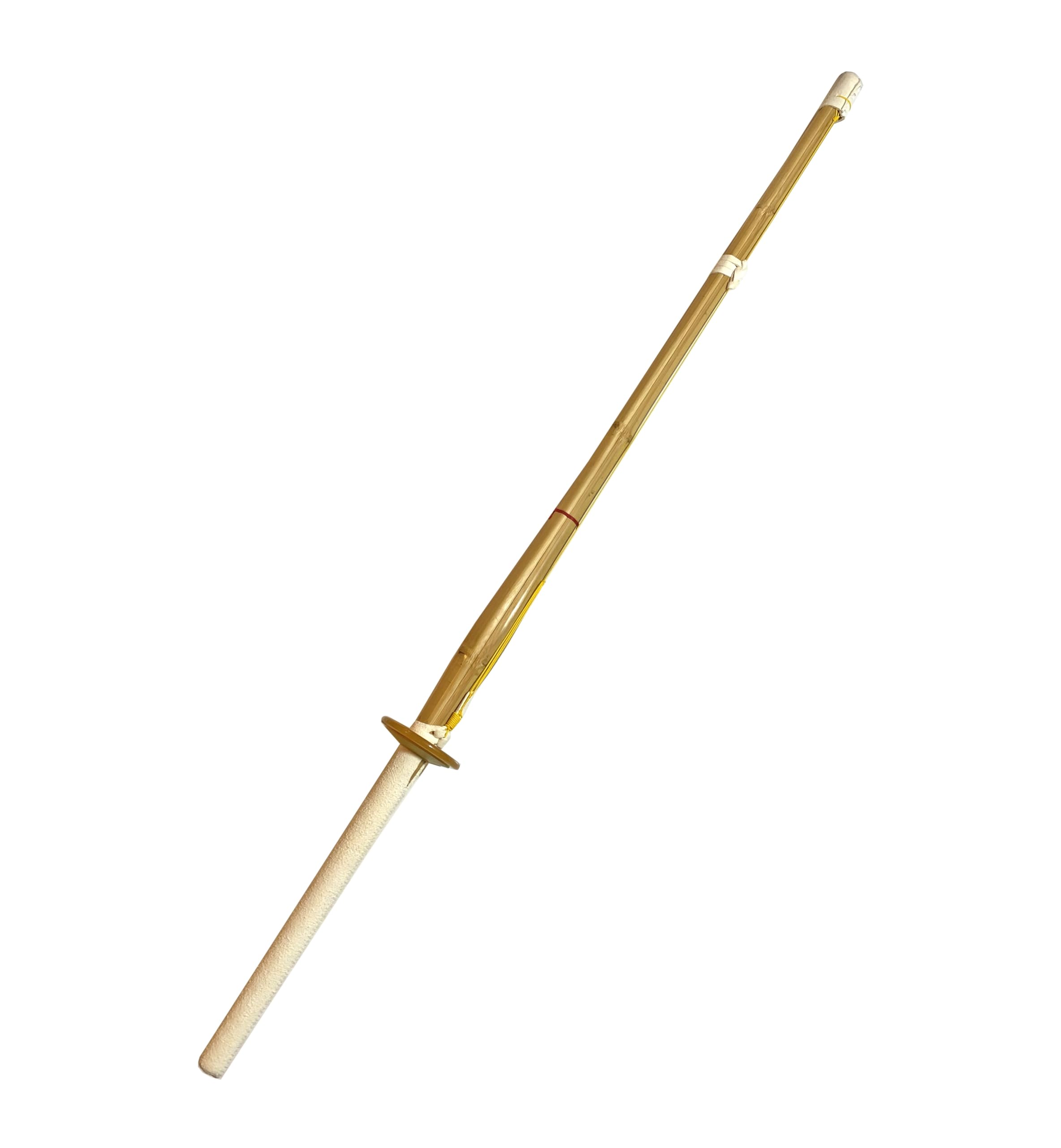 Kendo Shinai 120 cm - Épée en bambou - Manche en cuir blanc - Tsuba - Bandes de bambou incluses