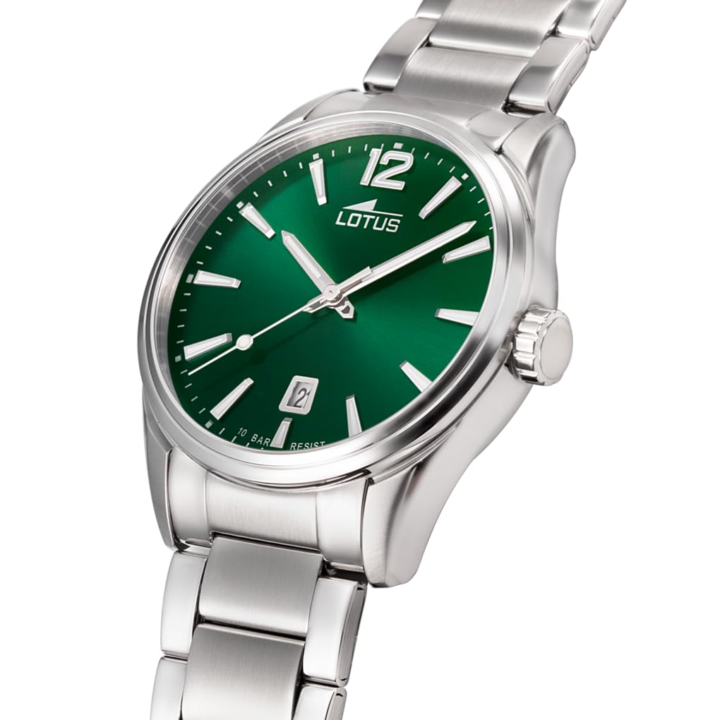 LOTUS Orologio Uomo Analogico Acciaio Inox 316L Argento - Quarzo - Calendario - Vetro Minerale - Impermeabile 10 ATM Classico 18692 Minimalist
