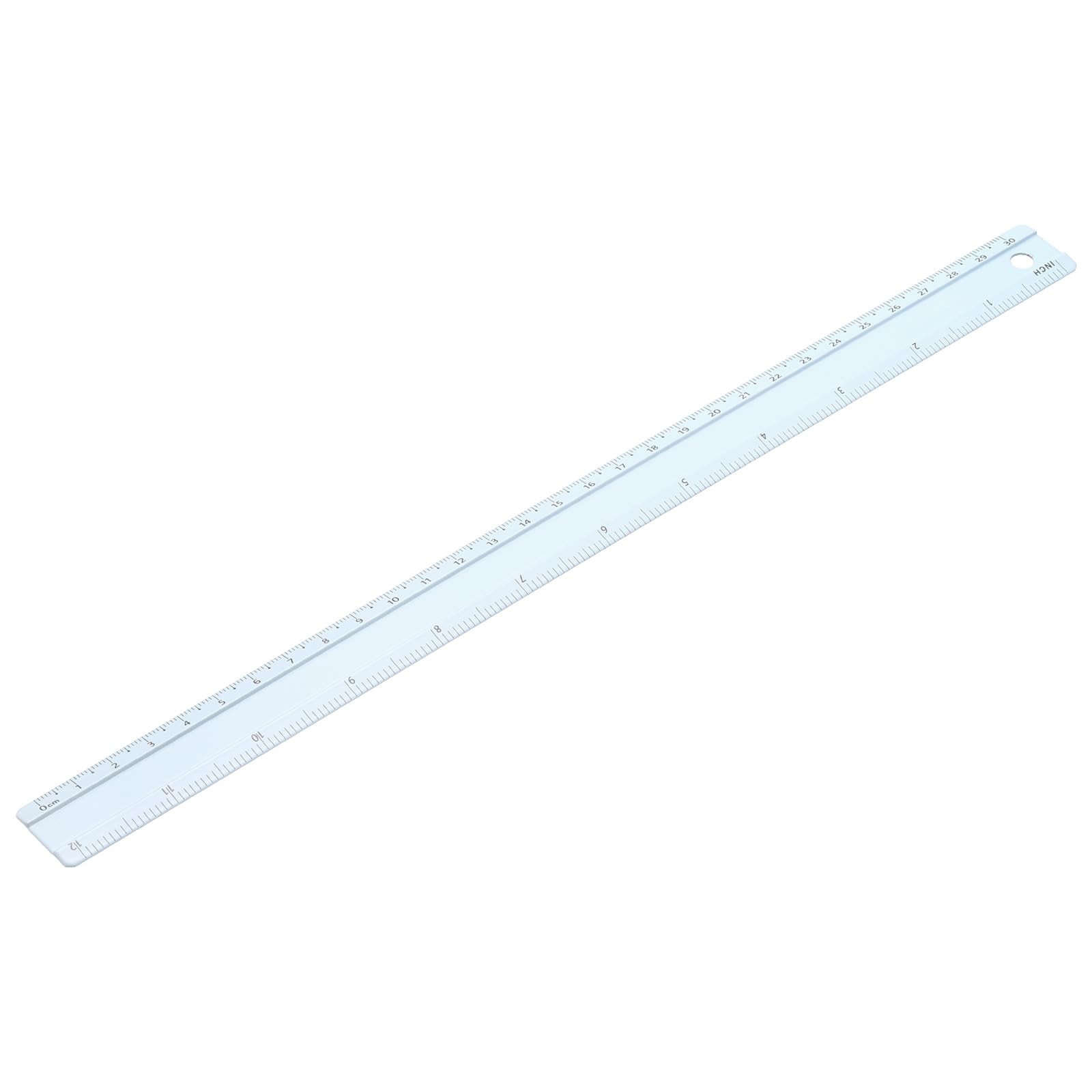 PATIKIL Metal Ruler 12 Inch/30cm, 1 Pcs Aluminum Straight Edge Ruler, Dual Scale Measuring Tool with Inch/Centimeter Scales & Hole for Math Office Drawing Engineering Home, Blue