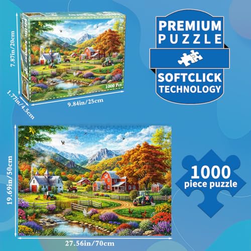 Puzzle 1000 Teile für Erwachsene, klassisches Lernspiel-Pastorale Landschaft -Wunderschönes Dekoration Puzzle Geschenke – Ansicht 5