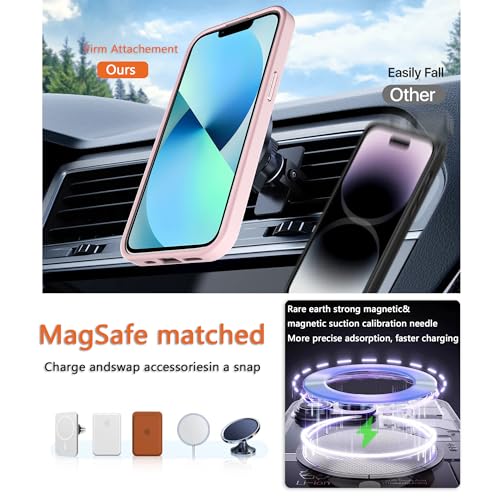 Image of Magnetic iPhone 13 mini case,Compatible with Magsafe, Military-Grade Protection,Slim Translucent Matte Shockproof with Anti-Scratch Anti-Fingerprint Phone Cover (Pink, iPhone 13mini)