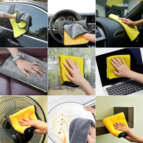 Image of Premium Microfiber Towels, Car Window Cleaner, Machine Washable, Two-Layer Thickened Microfibre Towels, Super Absorbent Cleaning Cloth, Cleaning Waxing Dusting and Drying (30*60cm, Pack of 3)