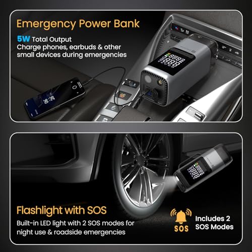 Image of Portronics Vayu Cop 6-in-1 Rechargeable BLDC Car Emergency Kit with 12V Jump Starter, Tyre Inflator, 5000Pa Vacuum Cleaner, 10,000 RPM Air Blower, LED Flashlight, 5W Power Bank, 4X 2000mAh Batteries