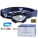 VITCHELO V800 Headlamp Flashlight with White and Red LED Lights. Super Bright Head Light & Waterproof. 3 AAA Batteries Included Best for Trail Running Jogging Camping Hiking Hunting Reading Mechanic