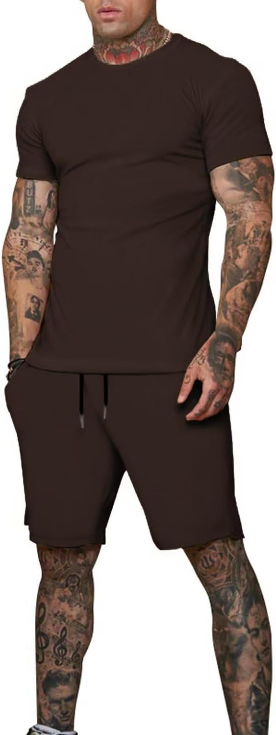 Uni Clau Mens Short Sets 2 Piece Outfits Fashion Summer Tracksuits Casual Shirt and Shorts Set - Image 2